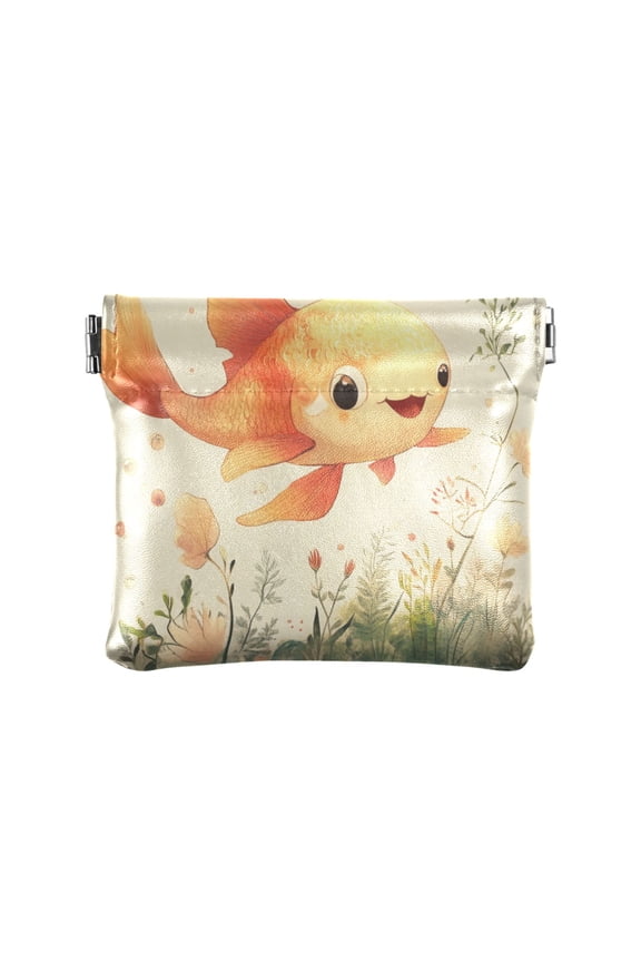 Leather Coin Wallet 4.33x3.74 Inch Portable Coin Wallet Coin Wallet Paper Wallet Card Wallet Storage Wallet Stylish and Sophisticated Adorable Goldfish