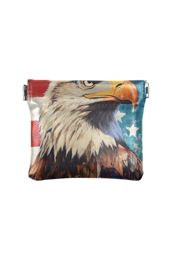 Leather Coin Wallet 4.33x3.74 Inch Portable Coin Wallet Coin Wallet Paper Wallet Card Wallet Storage Wallet Stylish and Sophisticated The American Eagle Pattern