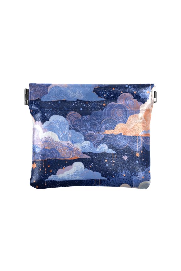 Leather Coin Wallet 4.33x3.74 Inch Portable Coin Wallet Coin Wallet Paper Wallet Card Wallet Storage Wallet Stylish and Sophisticated Beautiful Blue Clouds