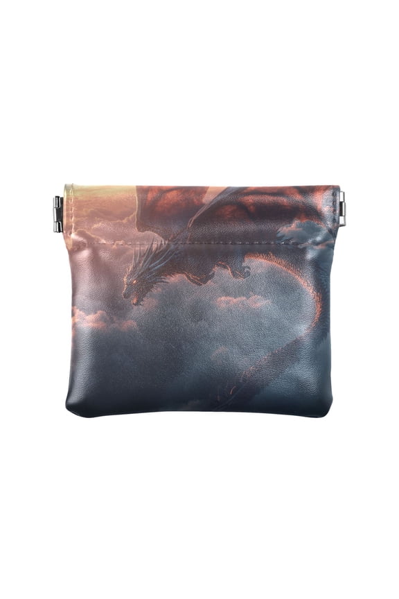 Leather Coin Wallet 4.33x3.74 Inch Portable Coin Wallet Coin Wallet Paper Wallet Card Wallet Storage Wallet Stylish and Sophisticated Beautiful Flying Dragon