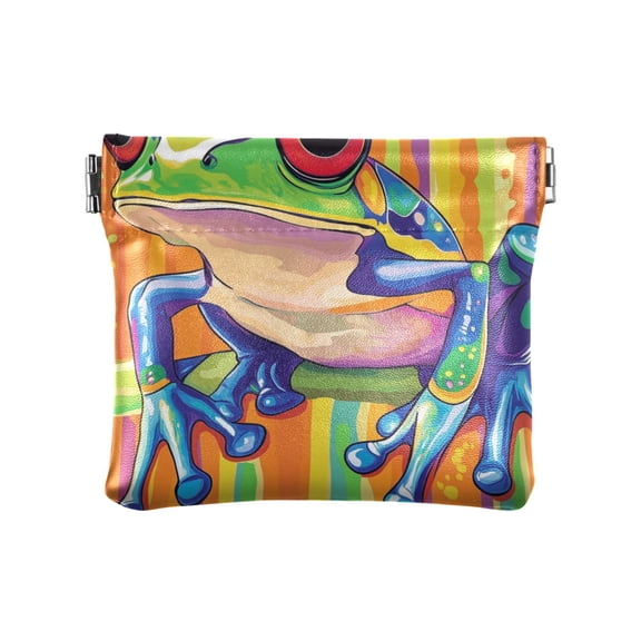 Leather Coin Wallet 4.33x3.74 Inch Portable Coin Wallet Coin Wallet Paper Wallet Card Wallet Storage Wallet Stylish and Sophisticated Beautiful Green Frog