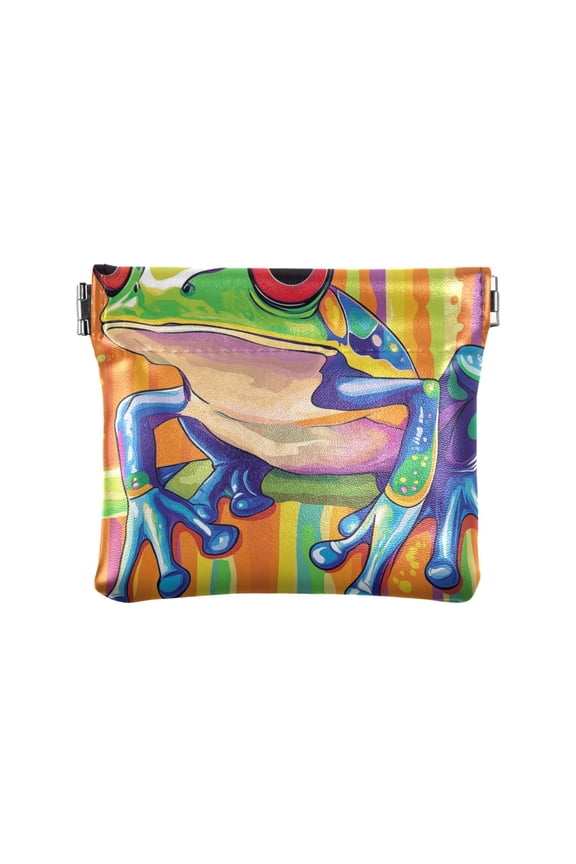 Leather Coin Wallet 4.33x3.74 Inch Portable Coin Wallet Coin Wallet Paper Wallet Card Wallet Storage Wallet Stylish and Sophisticated Beautiful Green Frog