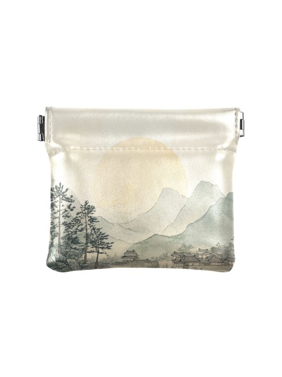 Leather Coin Wallet 4.33x3.74 Inch Portable Coin Wallet Coin Wallet Paper Wallet Card Wallet Storage Wallet Stylish and Sophisticated Beautiful Mountain Peak