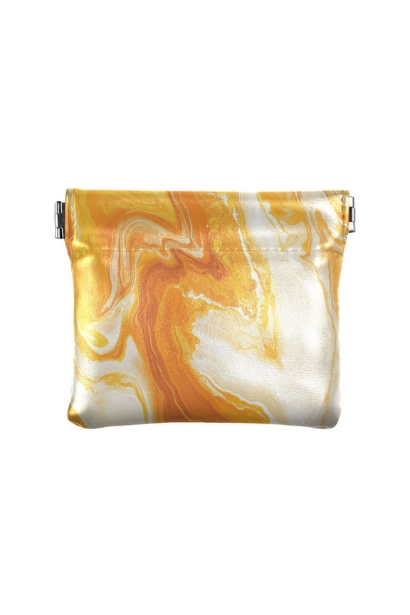 Leather Coin Wallet 4.33x3.74 Inch Portable Coin Wallet Coin Wallet Paper Wallet Card Wallet Storage Wallet Stylish and Sophisticated Beautiful Orange Marble