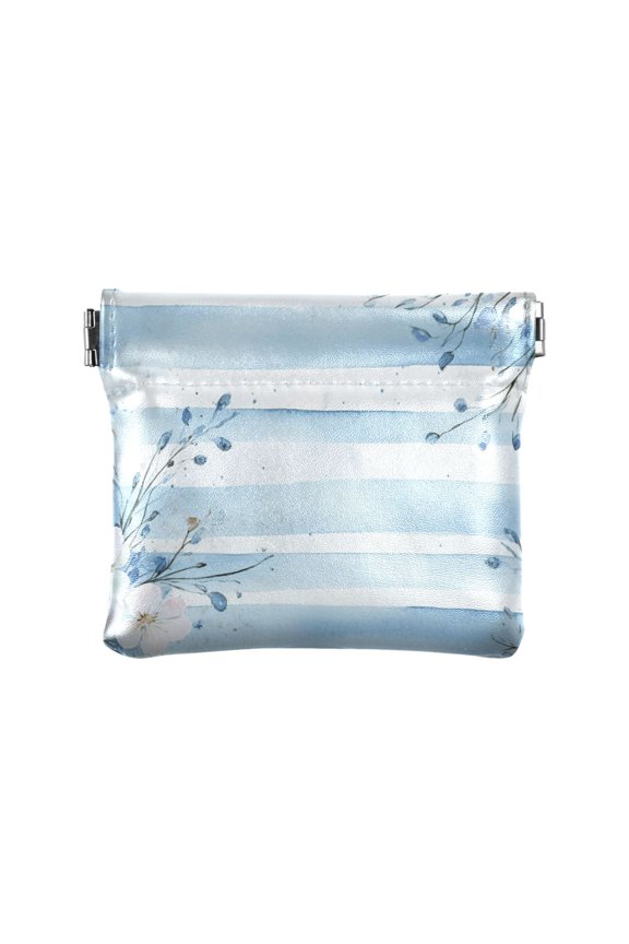 Leather Coin Wallet 4.33x3.74 Inch Portable Coin Wallet Coin Wallet Paper Wallet Card Wallet Storage Wallet Stylish and Sophisticated Beautiful Pretty Blue Flowers