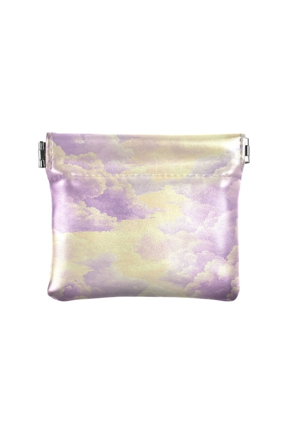 Leather Coin Wallet 4.33x3.74 Inch Portable Coin Wallet Coin Wallet Paper Wallet Card Wallet Storage Wallet Stylish and Sophisticated Beautiful Purple Cloud