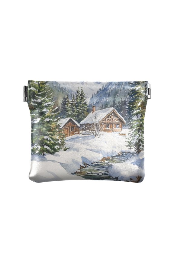 Leather Coin Wallet 4.33x3.74 Inch Portable Coin Wallet Coin Wallet Paper Wallet Card Wallet Storage Wallet Stylish and Sophisticated Beautiful Snow House