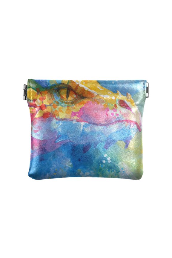 Leather Coin Wallet 4.33x3.74 Inch Portable Coin Wallet Coin Wallet Paper Wallet Card Wallet Storage Wallet Stylish and Sophisticated Beautiful Watercolor Dragon