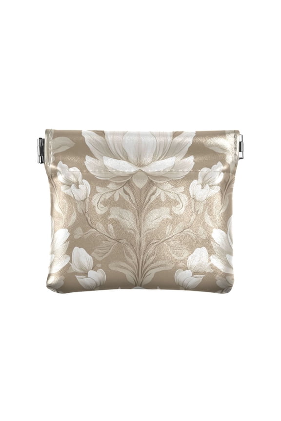 Leather Coin Wallet 4.33x3.74 Inch Portable Coin Wallet Coin Wallet Paper Wallet Card Wallet Storage Wallet Stylish and Sophisticated Blooming Brown Flower