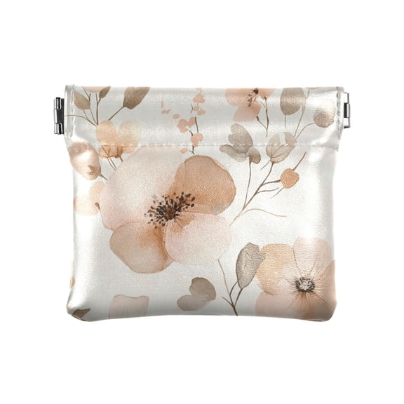 Leather Coin Wallet 4.33x3.74 Inch Portable Coin Wallet Coin Wallet Paper Wallet Card Wallet Storage Wallet Stylish and Sophisticated Blooming Orange Flower