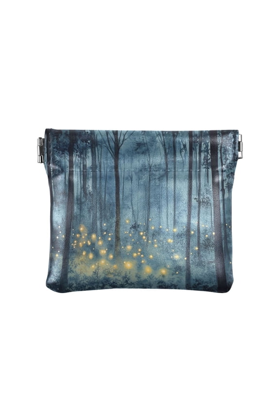 Leather Coin Wallet 4.33x3.74 Inch Portable Coin Wallet Coin Wallet Paper Wallet Card Wallet Storage Wallet Stylish and Sophisticated Blue Firefly Forest