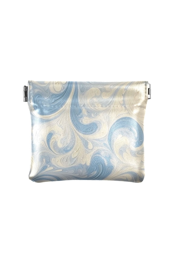 Leather Coin Wallet 4.33x3.74 Inch Portable Coin Wallet Coin Wallet Paper Wallet Card Wallet Storage Wallet Stylish and Sophisticated Blue and White Pattern
