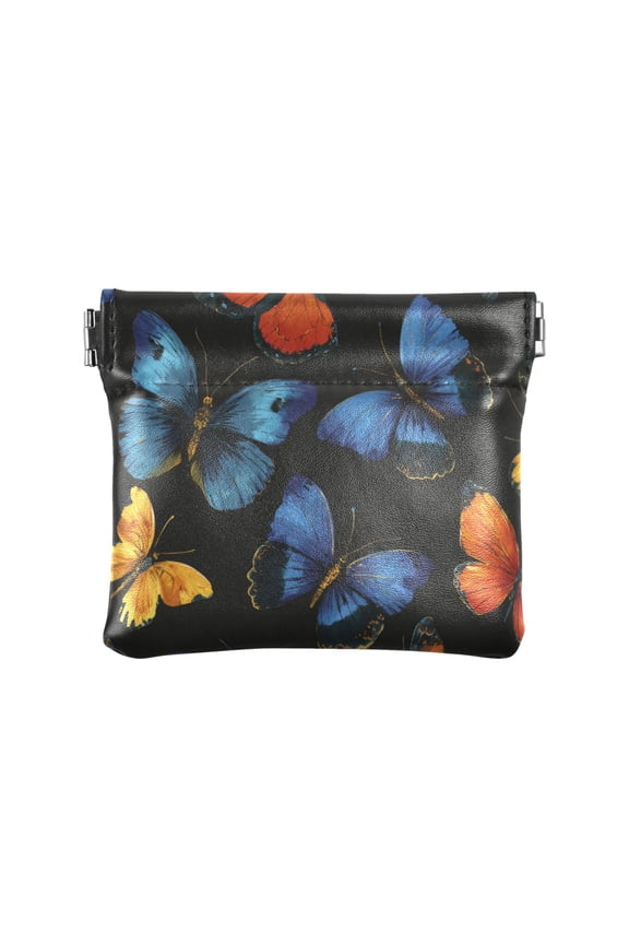 Leather Coin Wallet 4.33x3.74 Inch Portable Coin Wallet Coin Wallet Paper Wallet Card Wallet Storage Wallet Stylish and Sophisticated Butterflies Various Colors