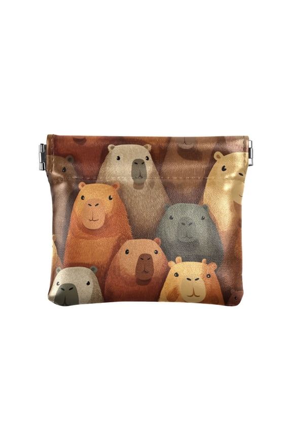 Leather Coin Wallet 4.33x3.74 Inch Portable Coin Wallet Coin Wallet Paper Wallet Card Wallet Storage Wallet Stylish and Sophisticated Capibara Seamless