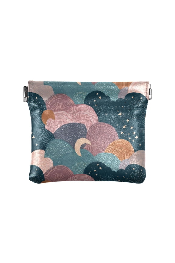 Leather Coin Wallet 4.33x3.74 Inch Portable Coin Wallet Coin Wallet Paper Wallet Card Wallet Storage Wallet Stylish and Sophisticated Cartoon Beautiful Cloud