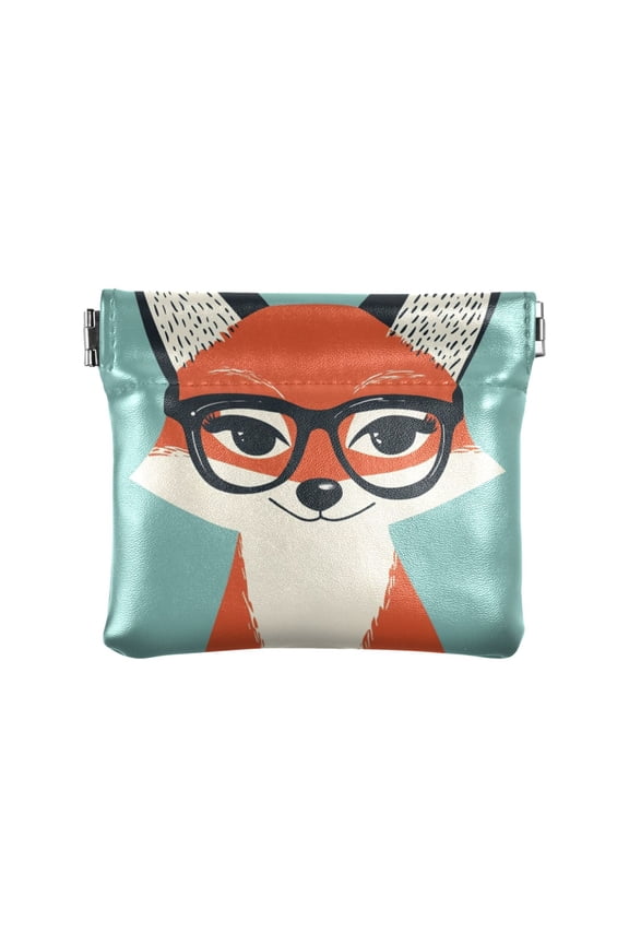 Leather Coin Wallet 4.33x3.74 Inch Portable Coin Wallet Coin Wallet Paper Wallet Card Wallet Storage Wallet Stylish and Sophisticated Cartoon Beautiful Fox