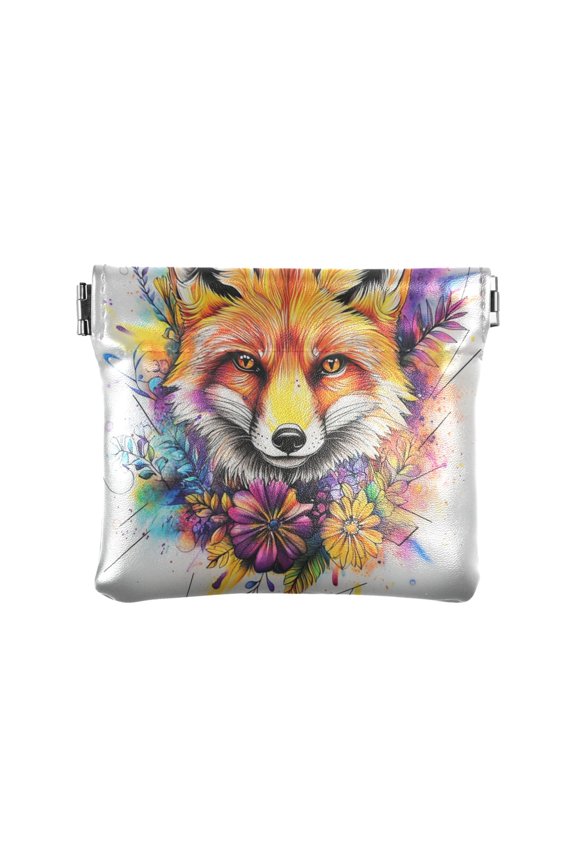 Leather Coin Wallet 4.33x3.74 Inch Portable Coin Wallet Coin Wallet Paper Wallet Card Wallet Storage Wallet Stylish and Sophisticated Cartoon Color Fox