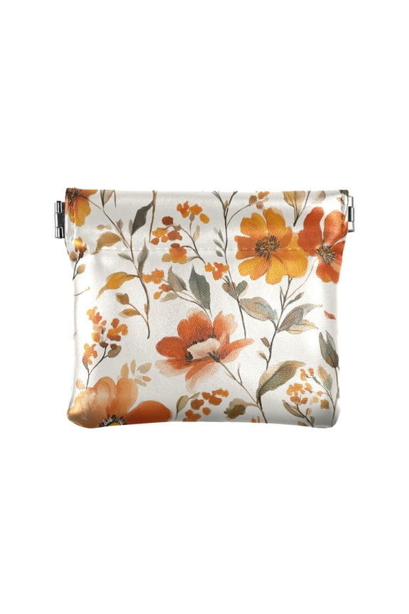 Leather Coin Wallet 4.33x3.74 Inch Portable Coin Wallet Coin Wallet Paper Wallet Card Wallet Storage Wallet Stylish and Sophisticated Cartoon Coral Flowers Seamless