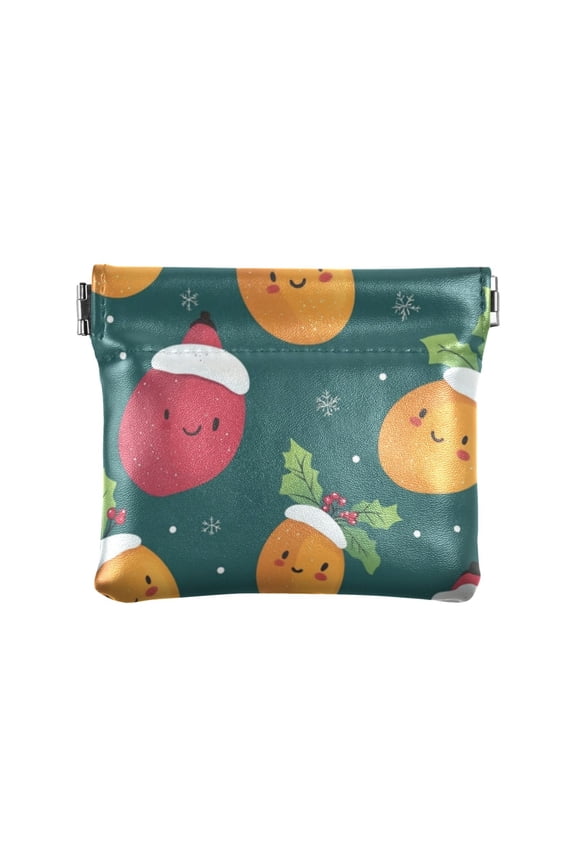 Leather Coin Wallet 4.33x3.74 Inch Portable Coin Wallet Coin Wallet Paper Wallet Card Wallet Storage Wallet Stylish and Sophisticated Cartoon Cute Christmas Mango