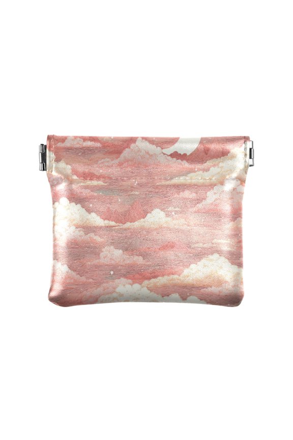 Leather Coin Wallet 4.33x3.74 Inch Portable Coin Wallet Coin Wallet Paper Wallet Card Wallet Storage Wallet Stylish and Sophisticated Cartoon Pink Cloud
