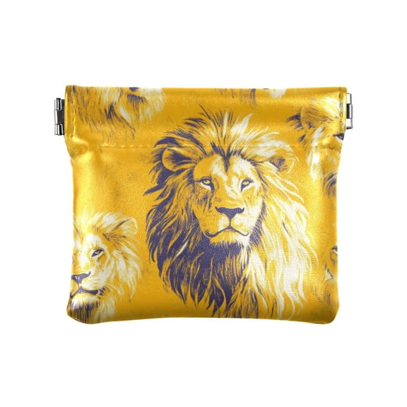 Leather Coin Wallet 4.33x3.74 Inch Portable Coin Wallet Coin Wallet Paper Wallet Card Wallet Storage Wallet Stylish and Sophisticated Cartoon Pretty Lion Seamless