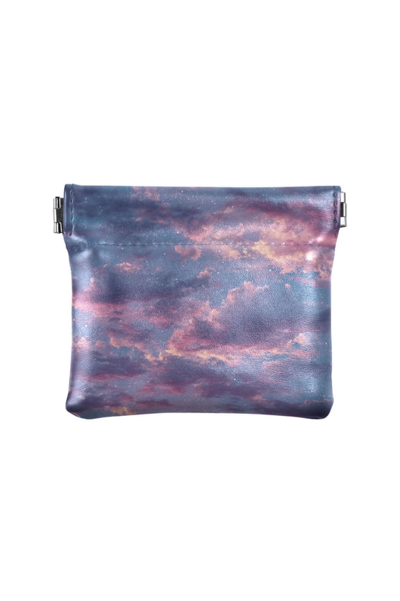 Leather Coin Wallet 4.33x3.74 Inch Portable Coin Wallet Coin Wallet Paper Wallet Card Wallet Storage Wallet Stylish and Sophisticated Cartoon Purple Cloud