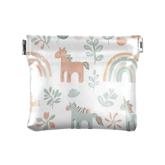 Leather Coin Wallet 4.33x3.74 Inch Portable Coin Wallet Coin Wallet Paper Wallet Card Wallet Storage Wallet Stylish and Sophisticated Cartoon Rainbow Pony