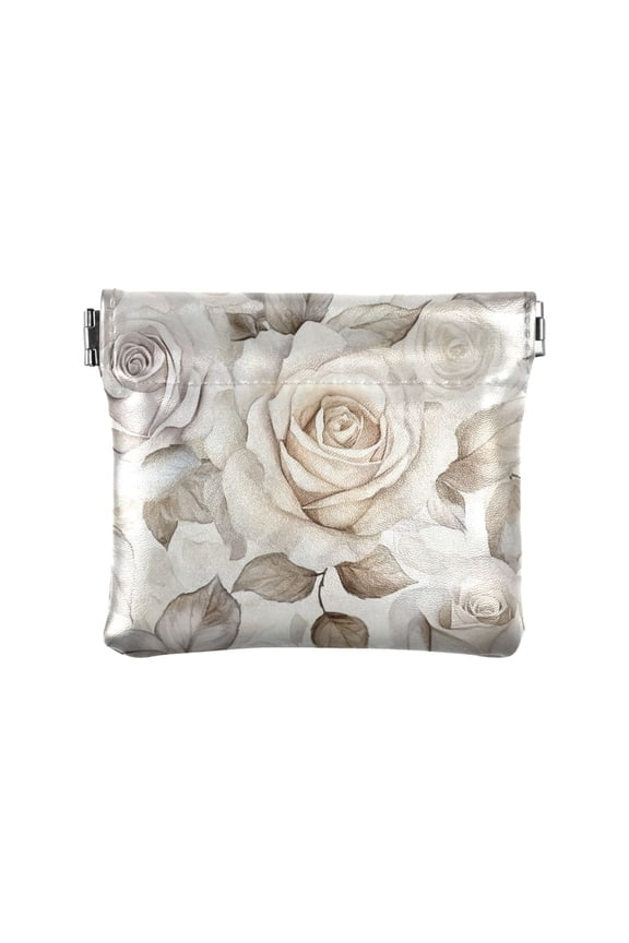 Leather Coin Wallet 4.33x3.74 Inch Portable Coin Wallet Coin Wallet Paper Wallet Card Wallet Storage Wallet Stylish and Sophisticated Cartoon White Flowers