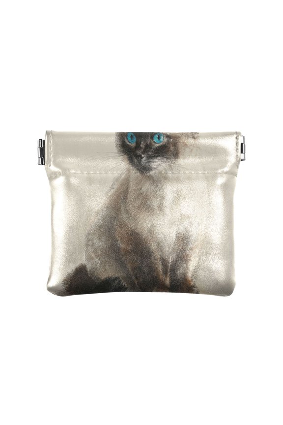Leather Coin Wallet 4.33x3.74 Inch Portable Coin Wallet Coin Wallet Paper Wallet Card Wallet Storage Wallet Stylish and Sophisticated Cat Sitting on Ground