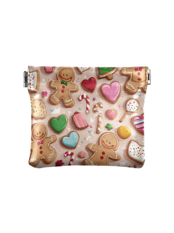 Leather Coin Wallet 4.33x3.74 Inch Portable Coin Wallet Coin Wallet Paper Wallet Card Wallet Storage Wallet Stylish and Sophisticated Christmas Gingerbread Man