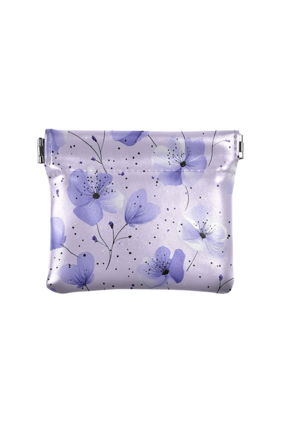 Leather Coin Wallet 4.33x3.74 Inch Portable Coin Wallet Coin Wallet Paper Wallet Card Wallet Storage Wallet Stylish and Sophisticated Colorful Blue Flower