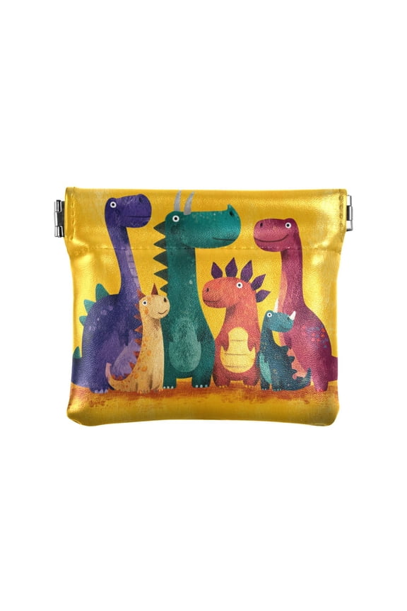 Leather Coin Wallet 4.33x3.74 Inch Portable Coin Wallet Coin Wallet Paper Wallet Card Wallet Storage Wallet Stylish and Sophisticated Colorful Dinosaurs