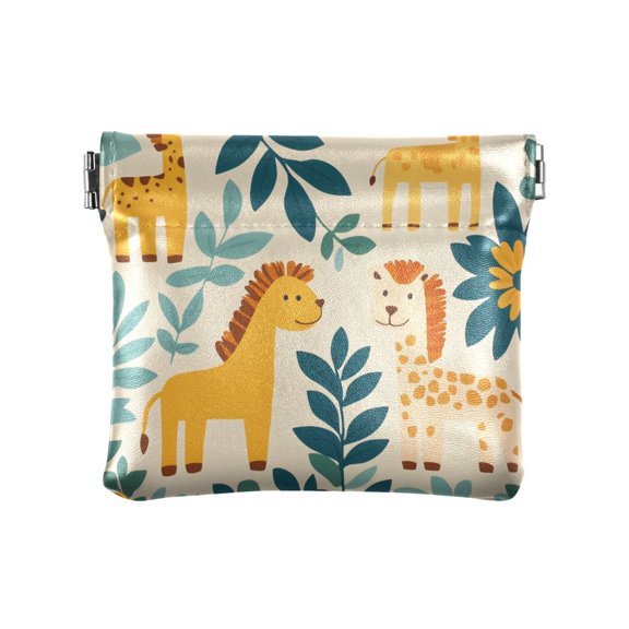 Leather Coin Wallet 4.33x3.74 Inch Portable Coin Wallet Coin Wallet Paper Wallet Card Wallet Storage Wallet Stylish and Sophisticated Cool Cartoon Animals