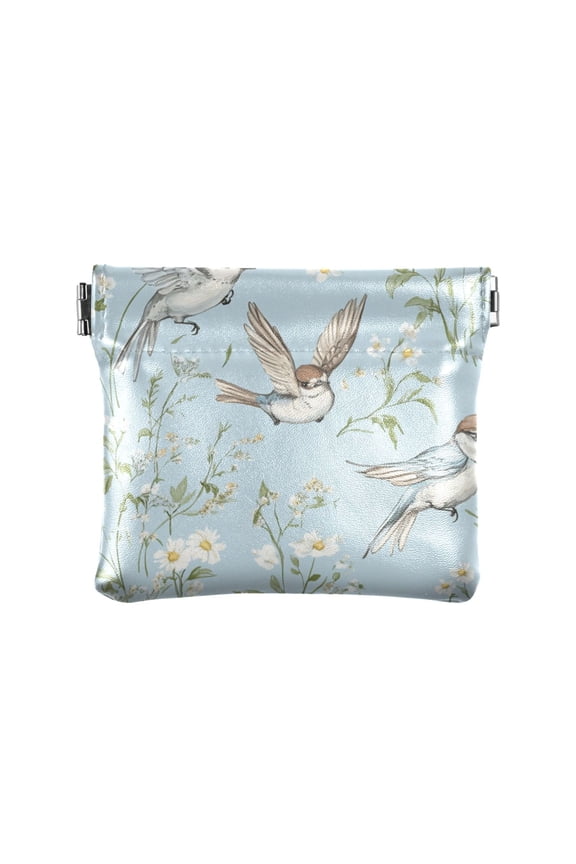 Leather Coin Wallet 4.33x3.74 Inch Portable Coin Wallet Coin Wallet Paper Wallet Card Wallet Storage Wallet Stylish and Sophisticated Cool Cartoon Bird
