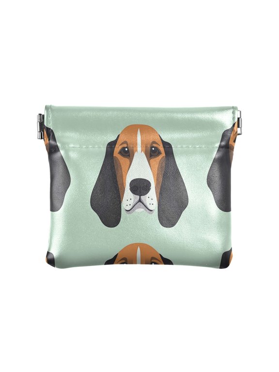 Leather Coin Wallet 4.33x3.74 Inch Portable Coin Wallet Coin Wallet Paper Wallet Card Wallet Storage Wallet Stylish and Sophisticated Cool Cartoon Dog Face