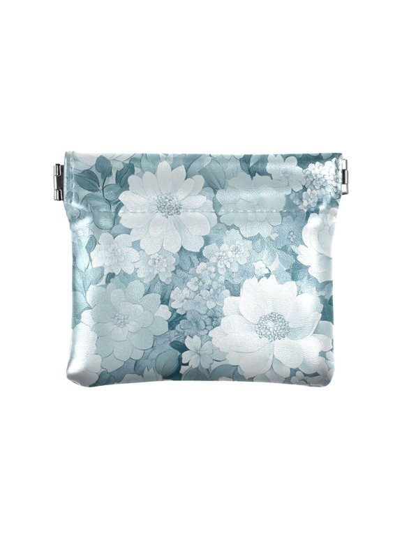 Leather Coin Wallet 4.33x3.74 Inch Portable Coin Wallet Coin Wallet Paper Wallet Card Wallet Storage Wallet Stylish and Sophisticated Cool White Flower