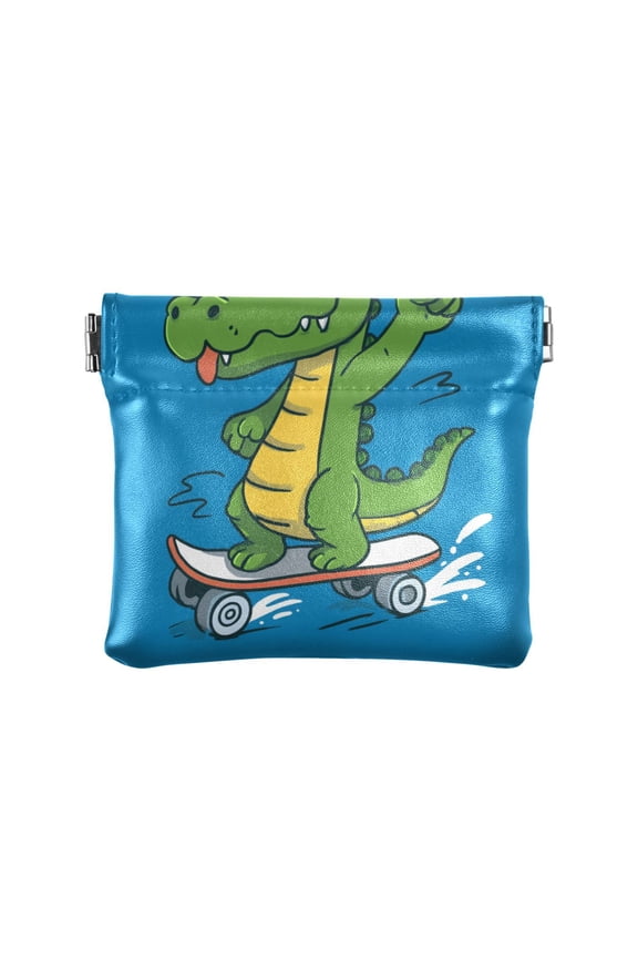 Leather Coin Wallet 4.33x3.74 Inch Portable Coin Wallet Coin Wallet Paper Wallet Card Wallet Storage Wallet Stylish and Sophisticated Crocodile Skateboard