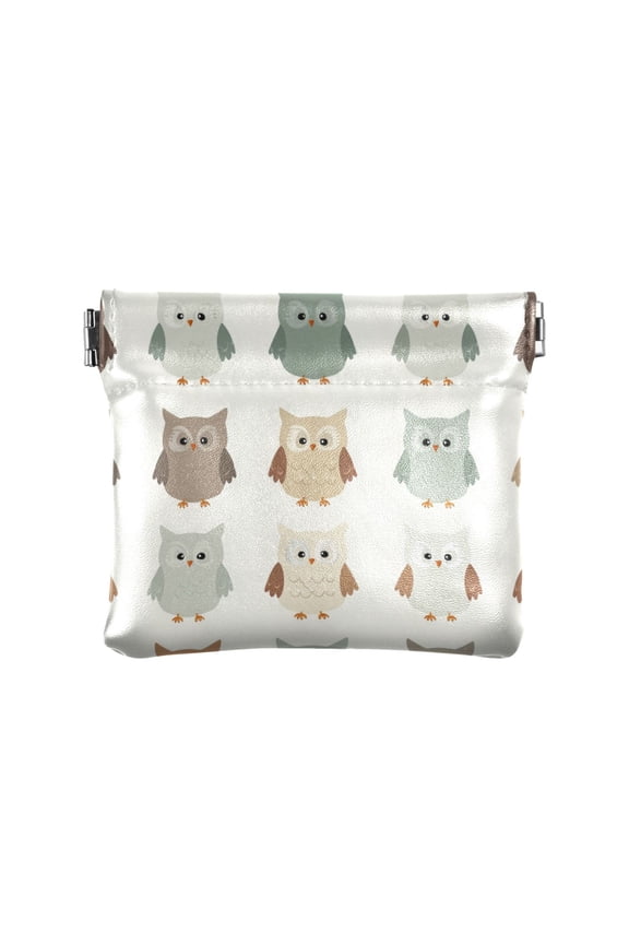 Leather Coin Wallet 4.33x3.74 Inch Portable Coin Wallet Coin Wallet Paper Wallet Card Wallet Storage Wallet Stylish and Sophisticated Cute Owl Repeat Pattern