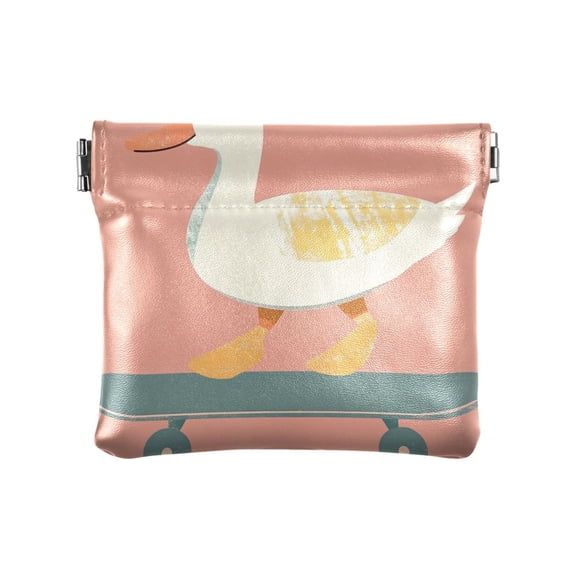 Leather Coin Wallet 4.33x3.74 Inch Portable Coin Wallet Coin Wallet Paper Wallet Card Wallet Storage Wallet Stylish and Sophisticated Cute Skateboard Duck