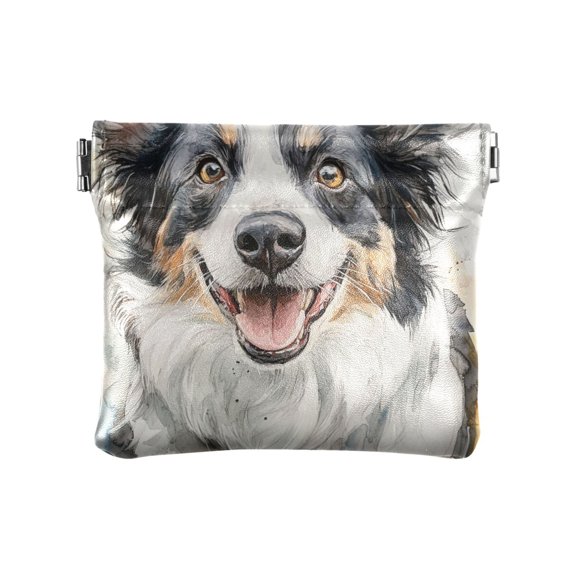 Leather Coin Wallet 4.33x3.74 Inch Portable Coin Wallet Coin Wallet Paper Wallet Card Wallet Storage Wallet Stylish and Sophisticated Cute Watercolor Dog