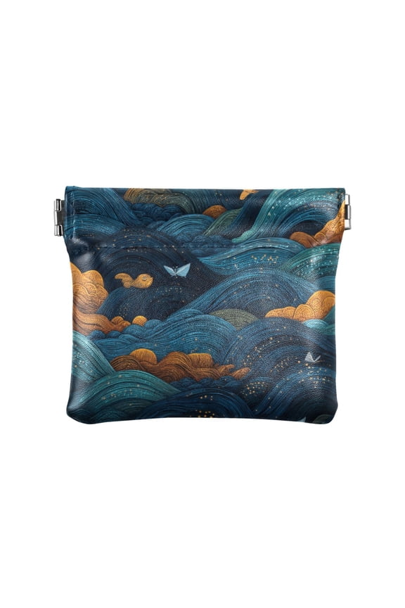 Leather Coin Wallet 4.33x3.74 Inch Portable Coin Wallet Coin Wallet Paper Wallet Card Wallet Storage Wallet Stylish and Sophisticated Dark Blue Clouds