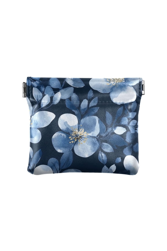 Leather Coin Wallet 4.33x3.74 Inch Portable Coin Wallet Coin Wallet Paper Wallet Card Wallet Storage Wallet Stylish and Sophisticated Dark Blue Flower