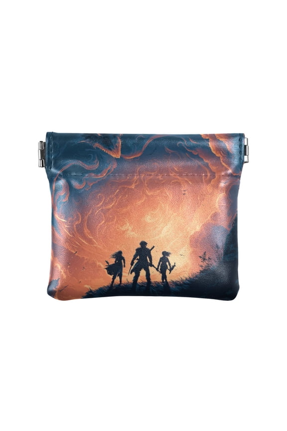 Leather Coin Wallet 4.33x3.74 Inch Portable Coin Wallet Coin Wallet Paper Wallet Card Wallet Storage Wallet Stylish and Sophisticated Fantasy Adventure Game Poster