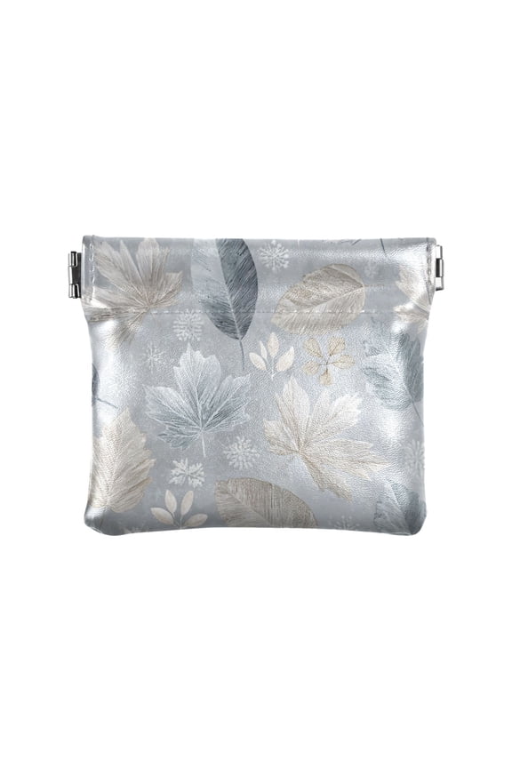 Leather Coin Wallet 4.33x3.74 Inch Portable Coin Wallet Coin Wallet Paper Wallet Card Wallet Storage Wallet Stylish and Sophisticated Frozen Fallen Leaves Design
