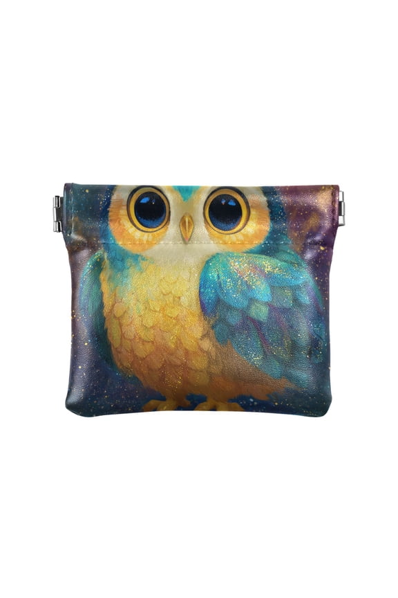 Leather Coin Wallet 4.33x3.74 Inch Portable Coin Wallet Coin Wallet Paper Wallet Card Wallet Storage Wallet Stylish and Sophisticated Green Owl Pattern