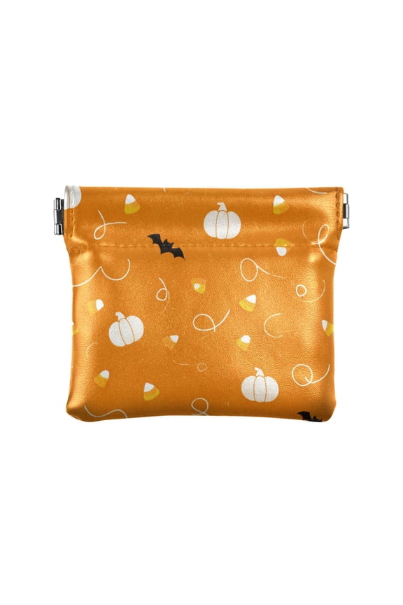 Leather Coin Wallet 4.33x3.74 Inch Portable Coin Wallet Coin Wallet Paper Wallet Card Wallet Storage Wallet Stylish and Sophisticated Halloween Cartoon Bats