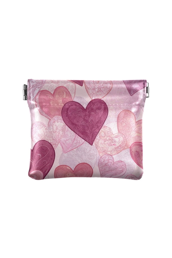 Leather Coin Wallet 4.33x3.74 Inch Portable Coin Wallet Coin Wallet Paper Wallet Card Wallet Storage Wallet Stylish and Sophisticated Heart Pattern Digital