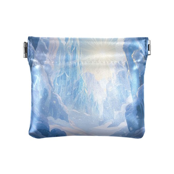 Leather Coin Wallet 4.33x3.74 Inch Portable Coin Wallet Coin Wallet Paper Wallet Card Wallet Storage Wallet Stylish and Sophisticated Ice Cave Whimsical Landscape