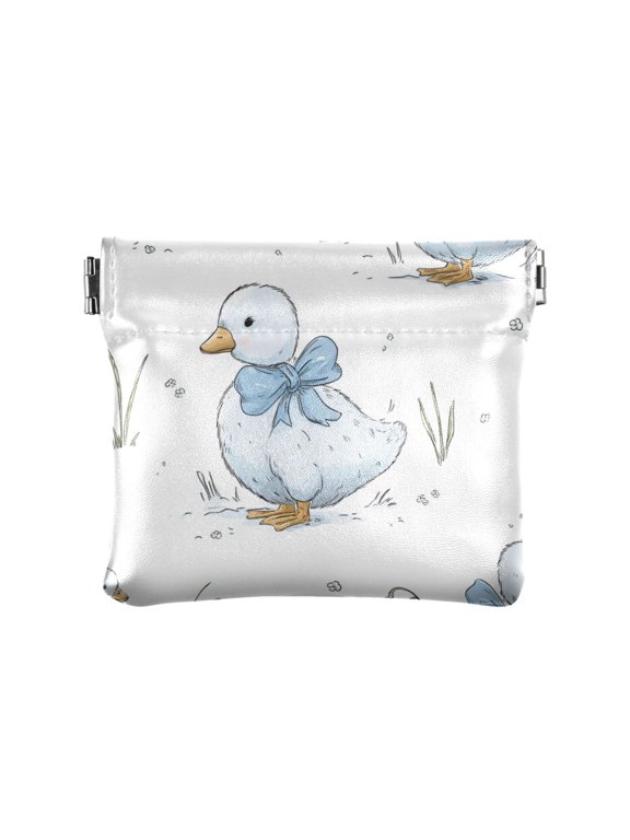 Leather Coin Wallet 4.33x3.74 Inch Portable Coin Wallet Coin Wallet Paper Wallet Card Wallet Storage Wallet Stylish and Sophisticated Lovely Cartoon Duck Design