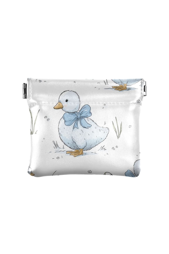 Leather Coin Wallet 4.33x3.74 Inch Portable Coin Wallet Coin Wallet Paper Wallet Card Wallet Storage Wallet Stylish and Sophisticated Lovely Cartoon Duck Design